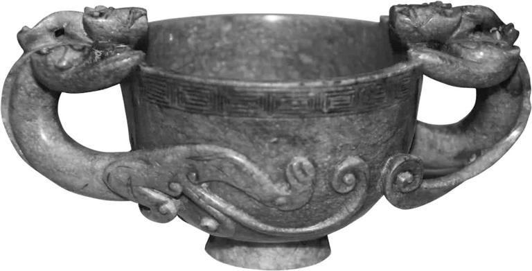 明青玉雙螭耳杯，蘭州晏家坪出土的稀世珍寶