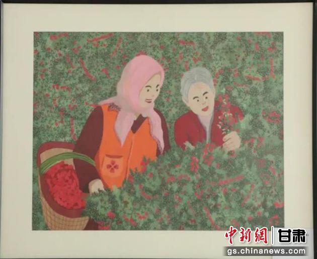 靖遠縣枸杞種植業(yè)帶動10多萬農民脫貧致富。刺繡 王明風 繡稿 胡靜