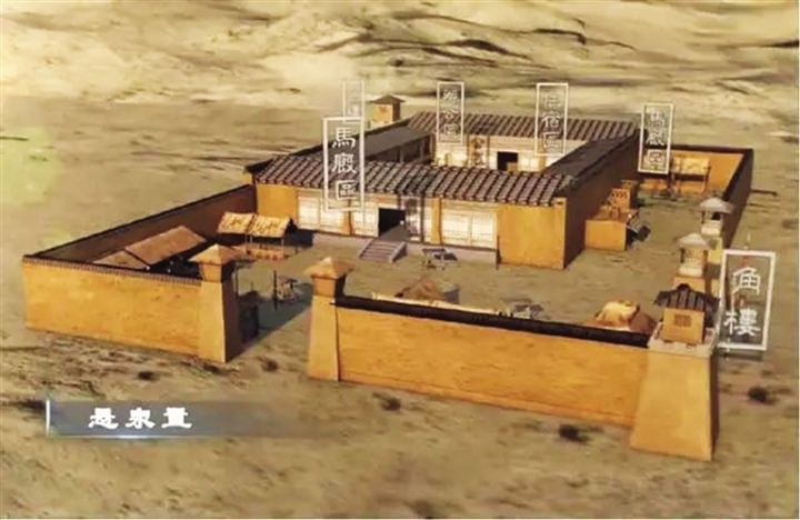 懸泉置復(fù)原圖(來(lái)源:紀(jì)錄片《河西走廊》)