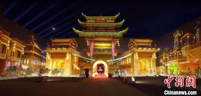 2024年7月15日，甘肅嘉峪關開啟“夜游”模式。圖為夜游燈光劇《天下嘉峪關》光影效果。(甘肅嘉峪關關城景區(qū)供圖)