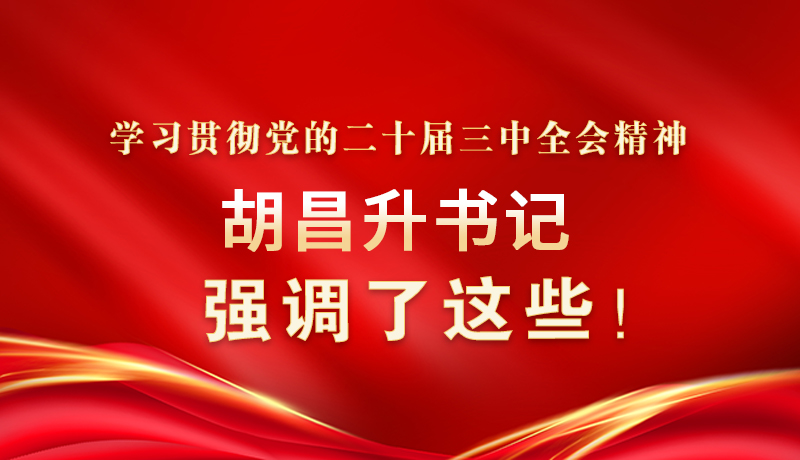 圖解|學(xué)習(xí)貫徹黨的二十屆三中全會精神 胡昌升書記強調(diào)了這些！