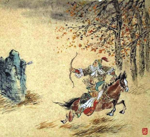 “林暗草驚風(fēng)，將軍夜引弓?！碑?huà)作